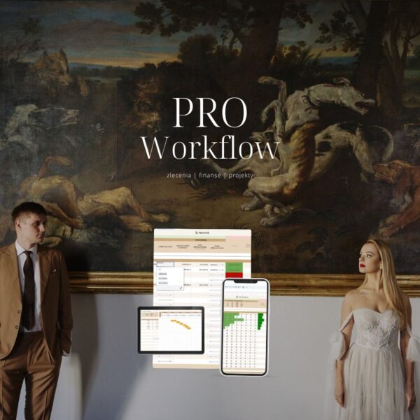 pro workflow - zlecenia finanse planowanie projektów arkusz google dla fotografa i filmowca